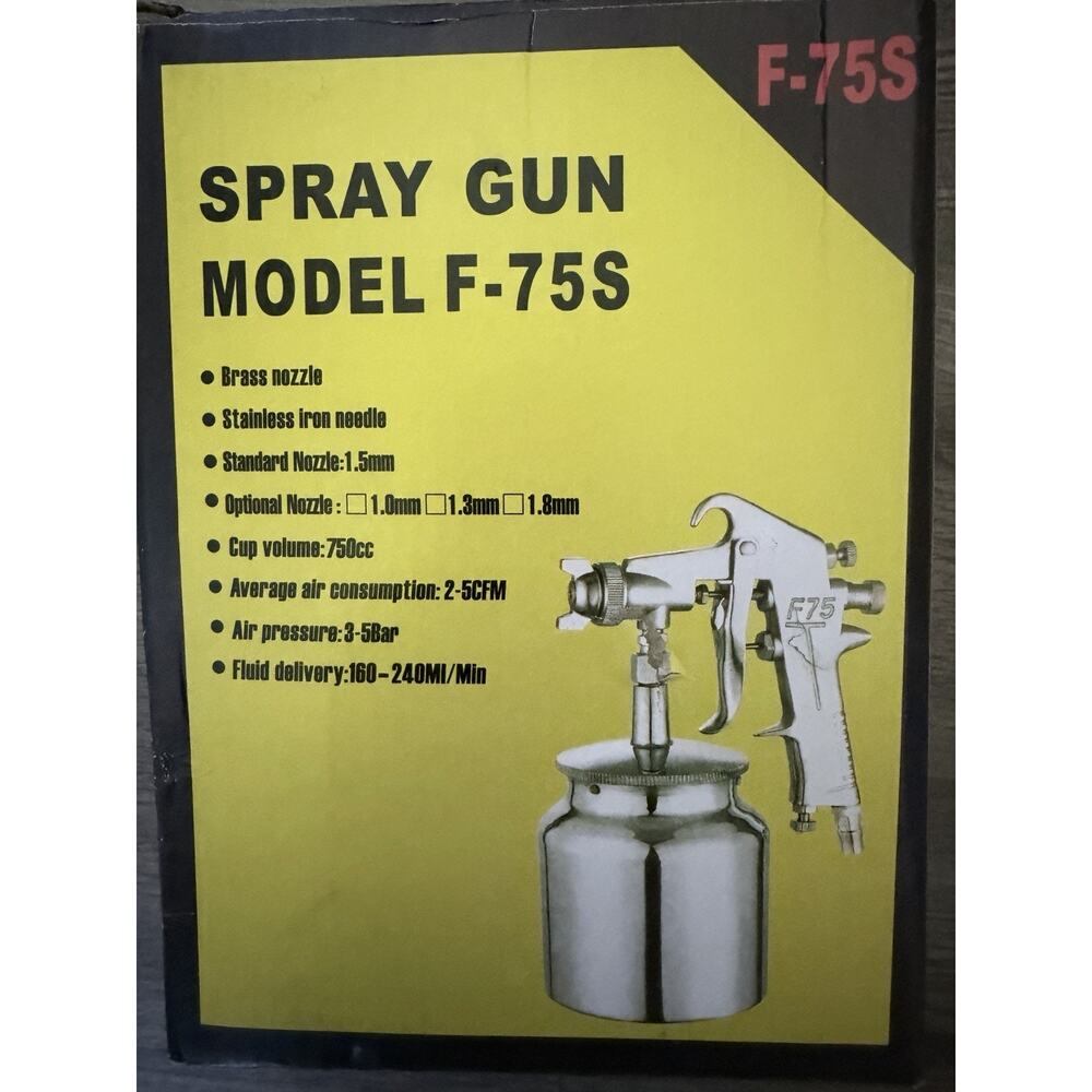 Paint Spray Gun Model F75G with Brass Nozzle New In Box